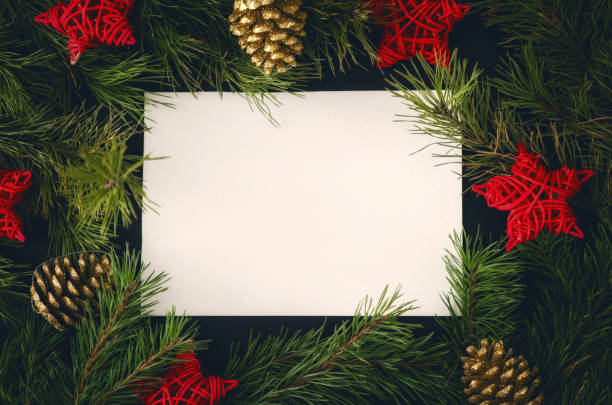 istock Spruce branches, golden cones and red stars 1073588930