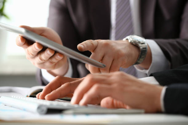 istock Two businessman are looking and 1073596808