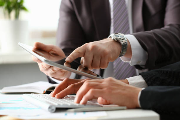 istock Two businessman are looking and 1073596836