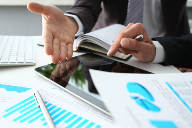 istock Two businessman are looking and 1073596882