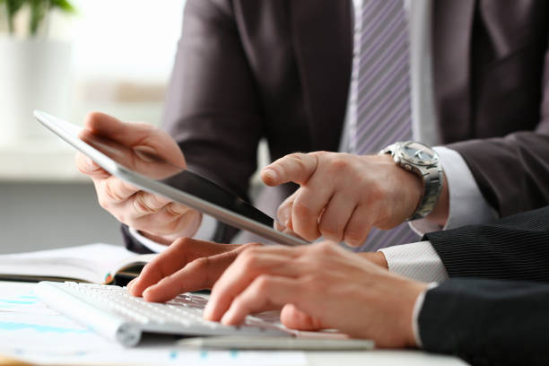 istock Two businessman are looking and 1073596954