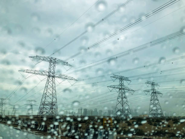 Rain, Season, Dubai, Climate - Selective focus image of rainy scene in Dubai