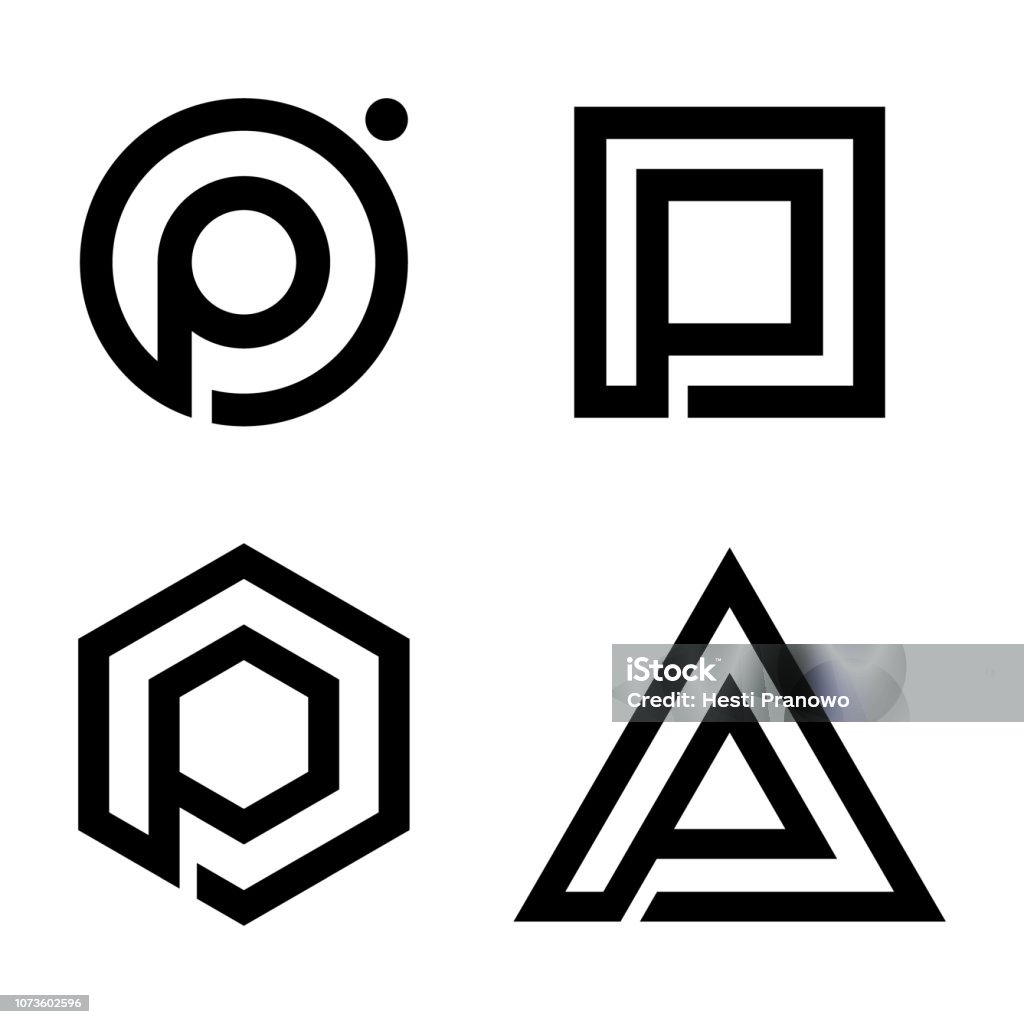 Set flat letter P symbol for your best business symbol Set flat letter P symbol for your best business symbol. Simple P letter technology vector symbol. Vector illustration EPS.8 EPS.10 Letter P stock vector