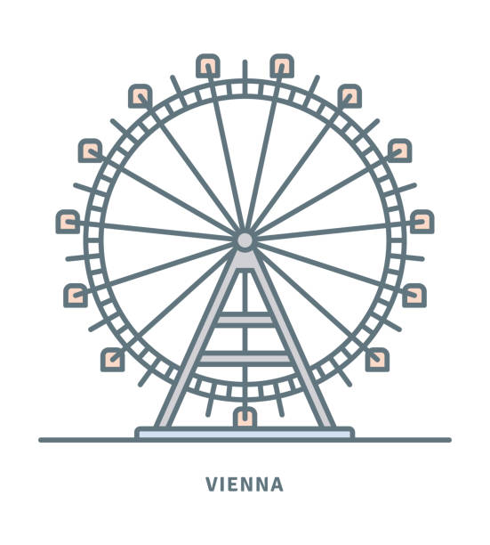 prater-riesenrad am vienna-symbol - riesenrad stock-grafiken, -clipart, -cartoons und -symbole