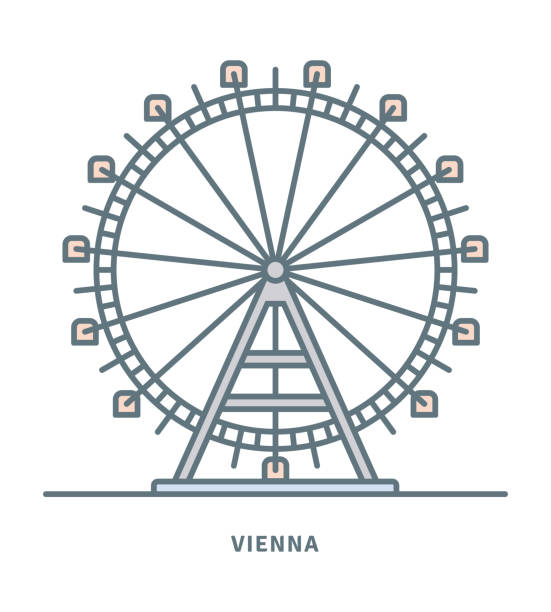 Prater Ferris Wheel at Vienna icon Vienna line icon. Prater ferris wheel vector illustration. ferris wheel stock illustrations