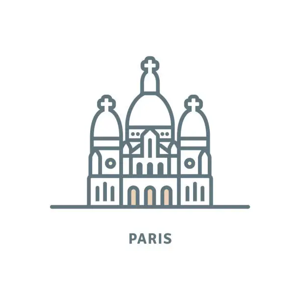 Vector illustration of Paris icon with Sacre-Coeur basilica