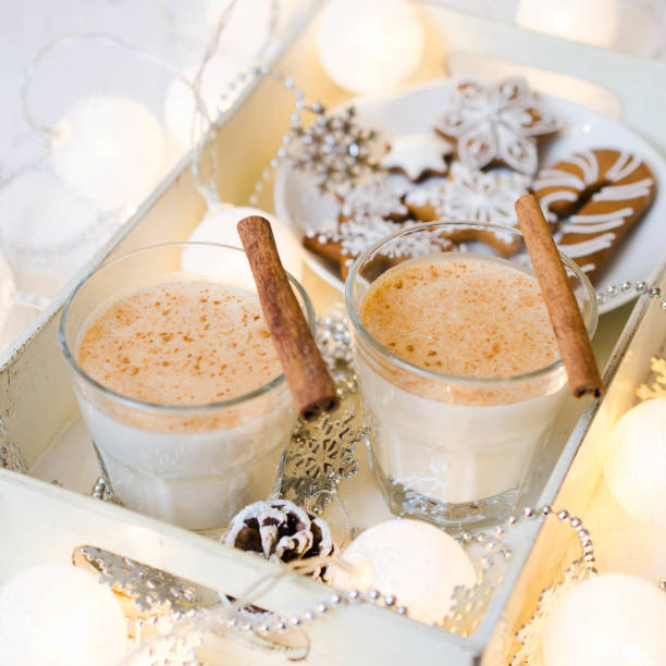 istock Christmas Milk Cocktail Eggnog with Spice and Gingerbread. 1073609084