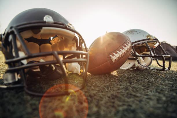 American football ball on background