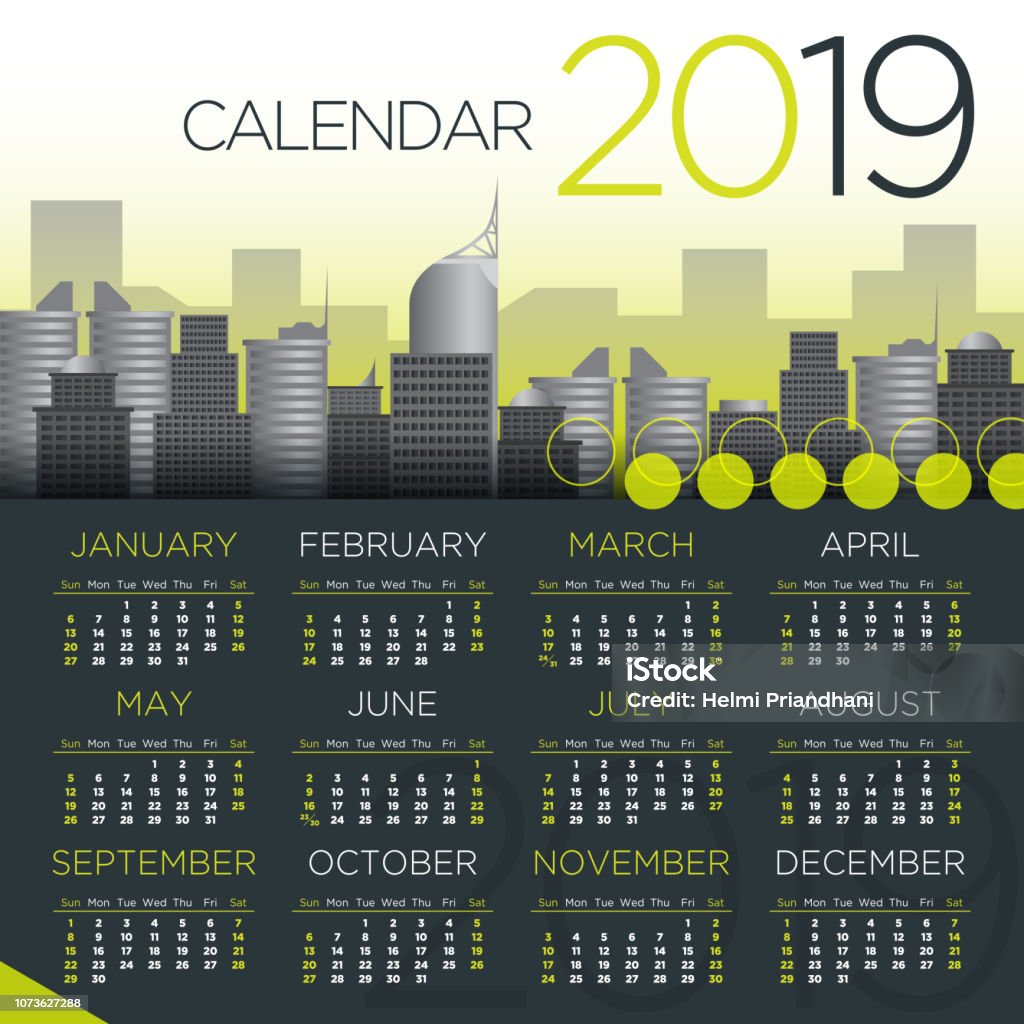 2019 International Business Calendar - Vector Templatev 2019 International Business Calendar - Vector Template 2019 stock vector