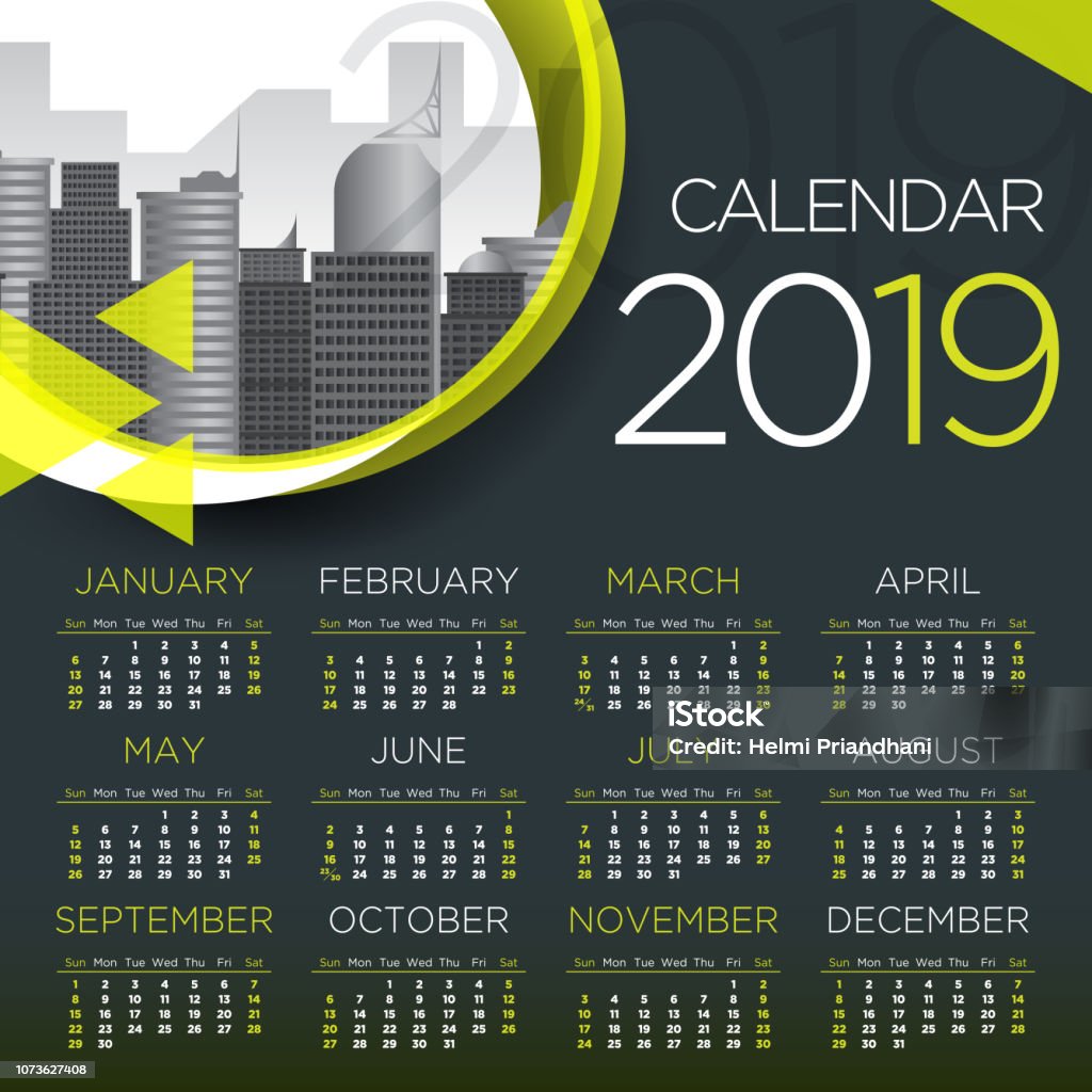 2019 International Business Calendar - Vector Templatev 2019 International Business Calendar - Vector Template 2019 stock vector