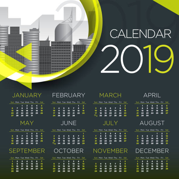 2019 International Business Calendar - Vector Templatev vector art illustration