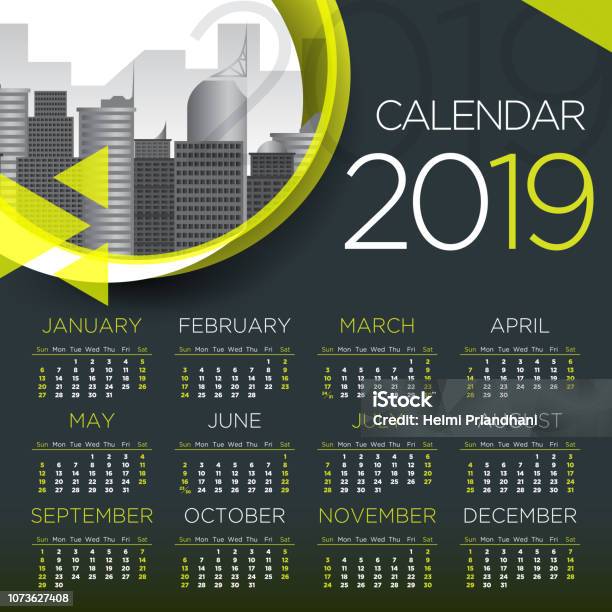 2019 International Business Calendar Vector Templatev Stock Illustration - Download Image Now