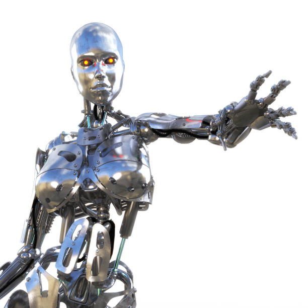 istock 3D Illustration of a female Cyborg 1073629596