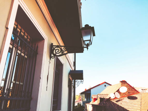 istock Old Tbilisi architecture, windows and balcony exterior decor in summer day 1073639440