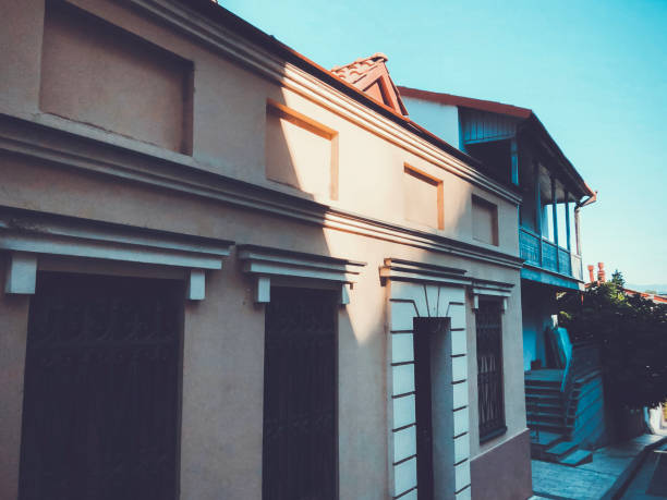 istock Old Tbilisi architecture, windows and balcony exterior decor in summer day 1073640446