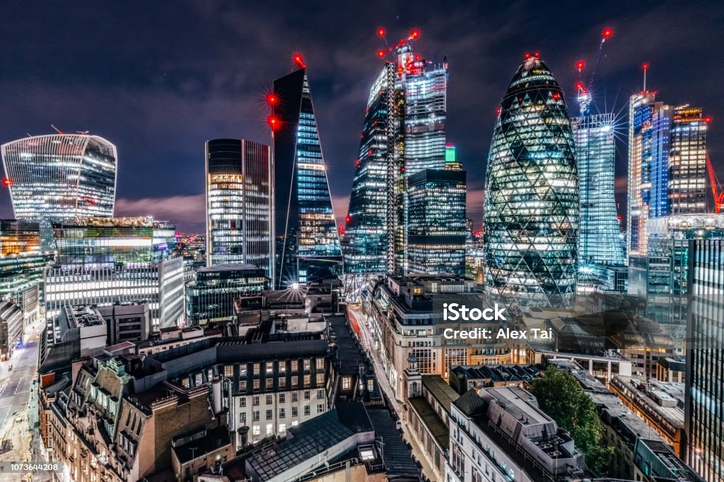 The City of London All of the new skyscrapers in one photo London - England Stock Photo