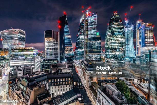 The City Of London Stock Photo - Download Image Now - London - England, Night, Urban Skyline