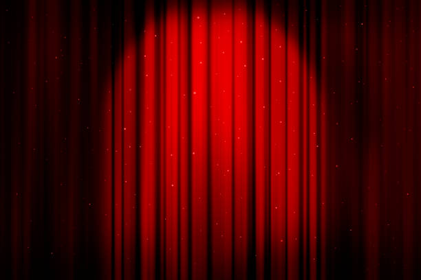 Red Christmas curtains sparkling Red curtains background stage performance space photos stock pictures, royalty-free photos & images