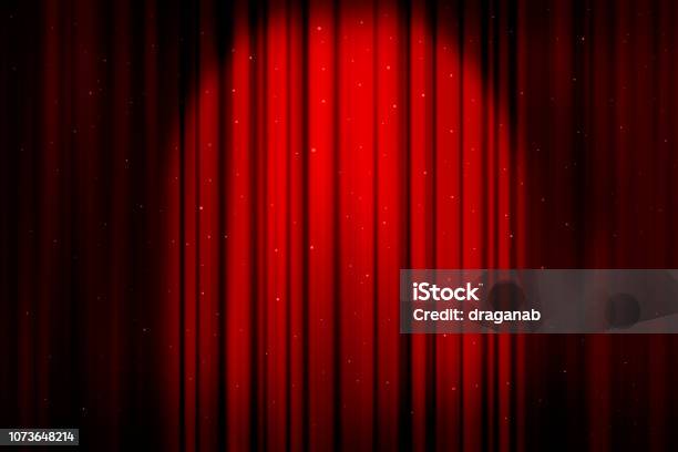 Red Christmas Curtains Sparkling Stock Photo - Download Image Now - Curtain, Movie Theater, Red