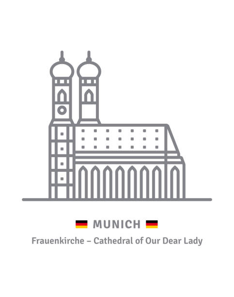 stockillustraties, clipart, cartoons en iconen met frauenkirche kathedraal in münchen, duitsland - münchen