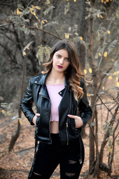 istock Young woman in leather jacket 1073658118