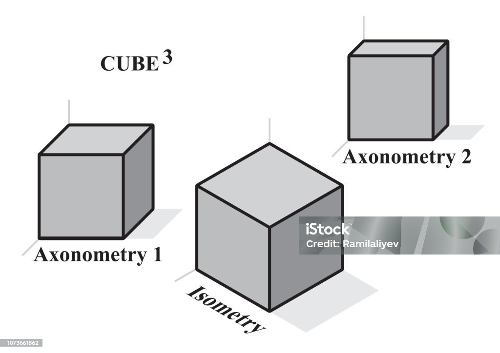 Cube view isometric and axonometric Cube view isometric and axonometric on a white background Blank stock vector