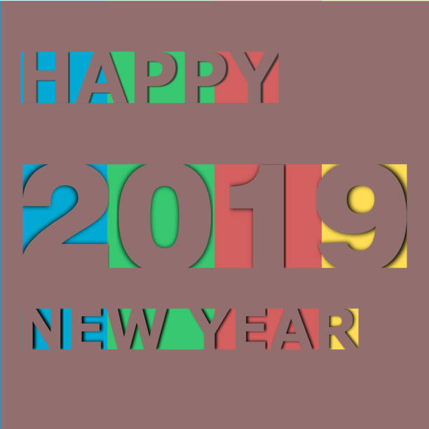 istock Happy new year 2019 on paper card background. 1073666546