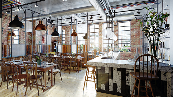 moderno restaurante diseño de interiores. photo