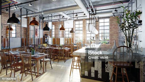 현대적인 레스토랑 인테리어 디자인입니다 레스토랑에 대한 스톡 사진 및 기타 이미지 - 레스토랑, 카페, 실내