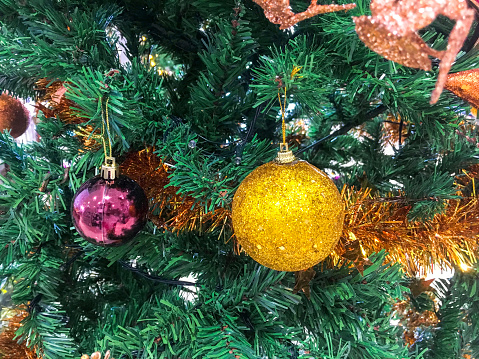 Close up of variation christmas decoration, on christmas tree