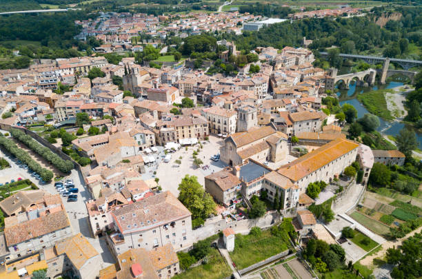 istock View from drone of Besalu, Spain 1073676138