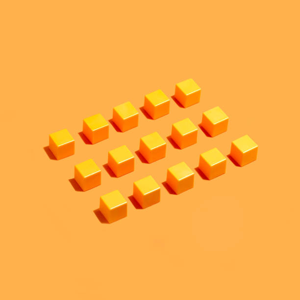 istock Concept of conformism: rows of yellow identical cubes 1073682852