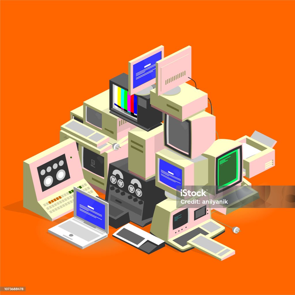 Rubbish Computer Graphics Computer Trash Stock Illustration - Download Image Now - Computer, Old ...