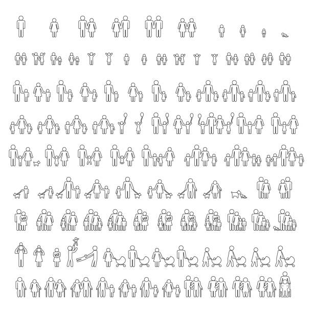 Family thin line icon set. Vector. Family thin line icon set. Vector. eps10. children holding hands icon stock illustrations