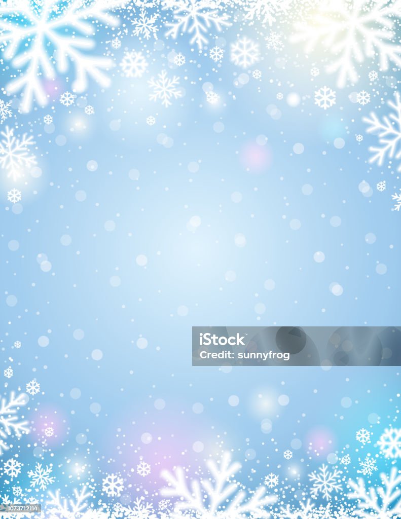 Blue  christmas background with white blurred snowflakes, vector illustration Backgrounds stock vector