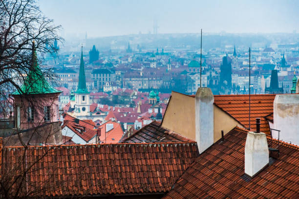 Twilight Roofs and Moody Sky in Prague