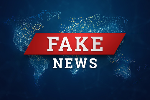 Inscription is Fake news. Background splash when breaking news. The latest news live on the background of the Earth's planet. False information, manipulation, propaganda.