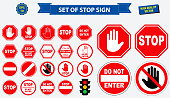 istock set of stop sign. 1073720790