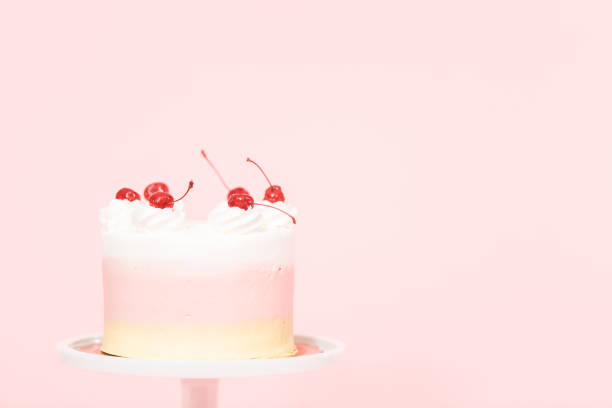 Birthday Spumoni cake on pink background.