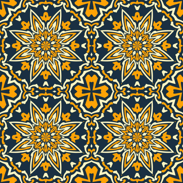 Traditional Classic Oriental Mosaic Ornament Works - seamless high resolution and quality pattern tile for 2D design and 3D as background or texture for objects - ready to use.