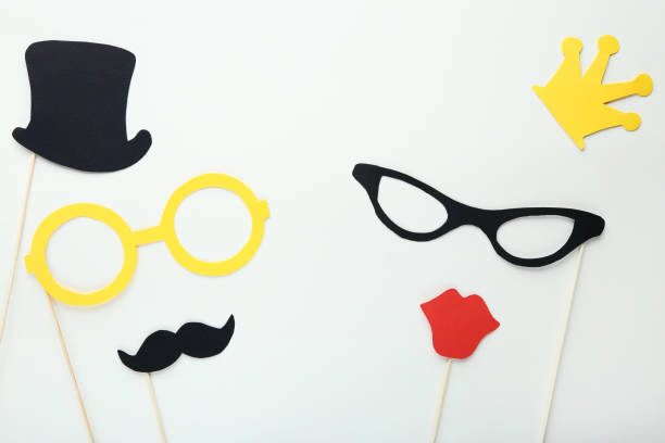 istock Paper booth props for party on white background 1073769500