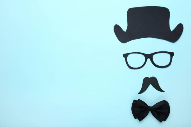 istock Paper booth props for party and bow tie on blue background 1073771198
