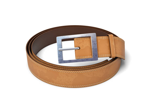 istock 3d rendering of brown leather belt with metal buckle rolled up isolated on white background 1073772654