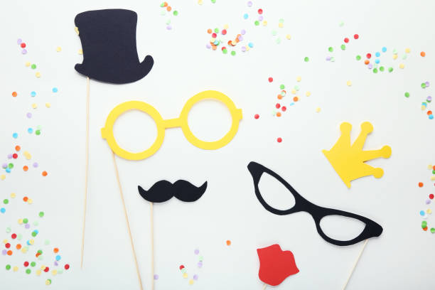 istock Paper booth props for party on white background 1073774212