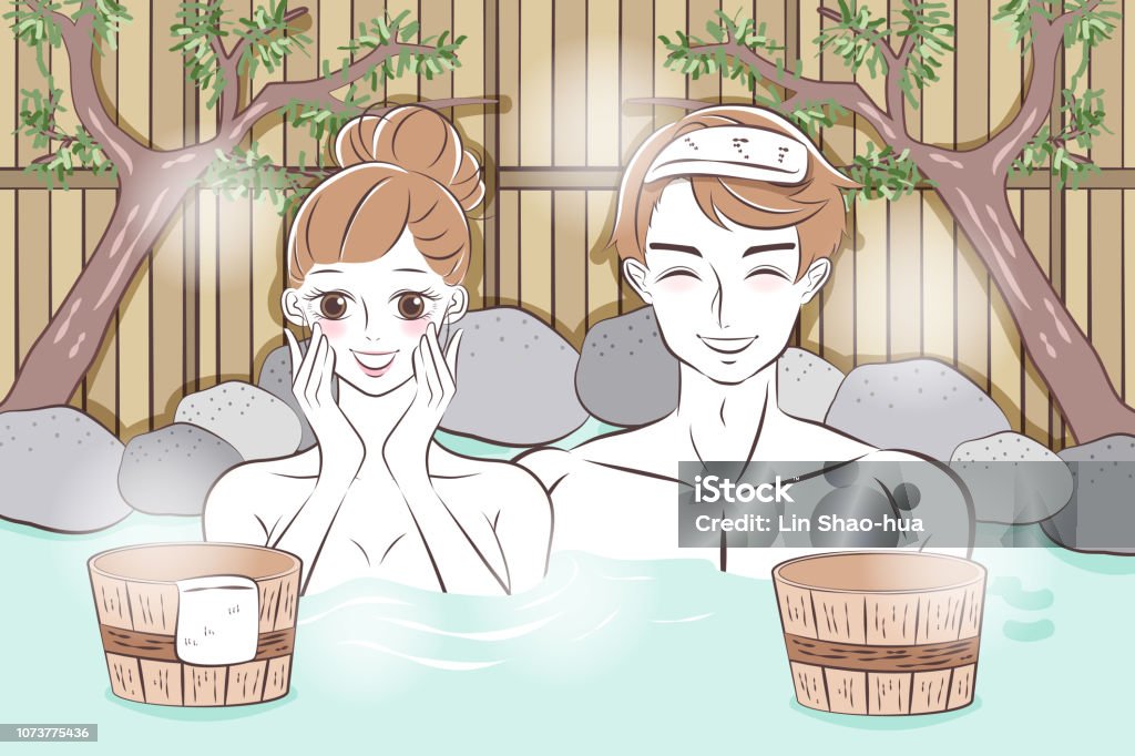 Cartoon Couple With Hot Spring Stock Illustration - Download Image Now -  Cold Temperature, Heat - Temperature, Vector - iStock
