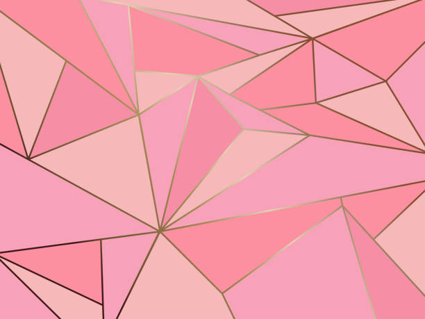 ilustrações, clipart, desenhos animados e ícones de polígono de rosa abstrato artístico geométrica com fundo da linha ouro - beautiful rose