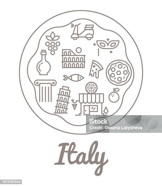 Food And Culture Of Italy Stock Illustration - Download Image Now - Icon Symbol, Vector, Architecture