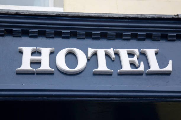 istock Hotel Sign on Building 1073787832