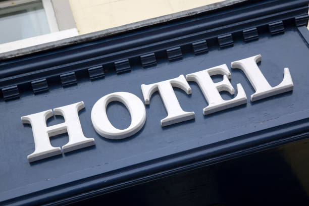 istock Hotel Sign on Building 1073788150