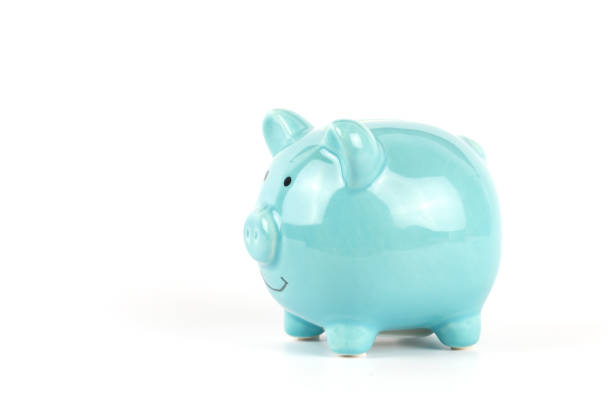 istock Blue piggy bank isolated on white 1073810436